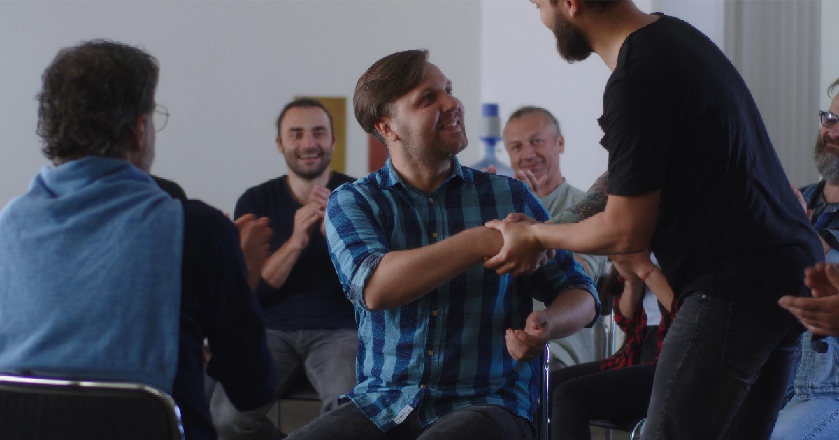 Man being celebrated at NA meeting